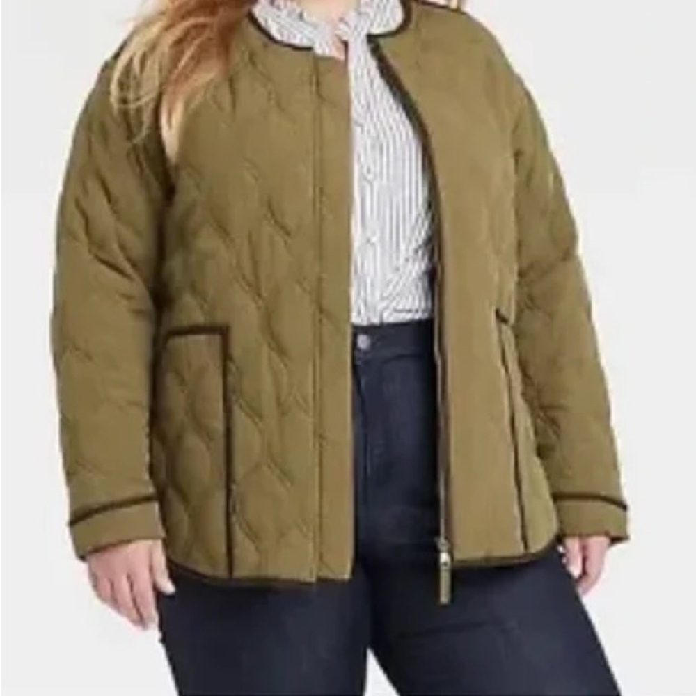 Knox Rose Women’s Quilted Jacket • Olive Green - Picture 4 of 4